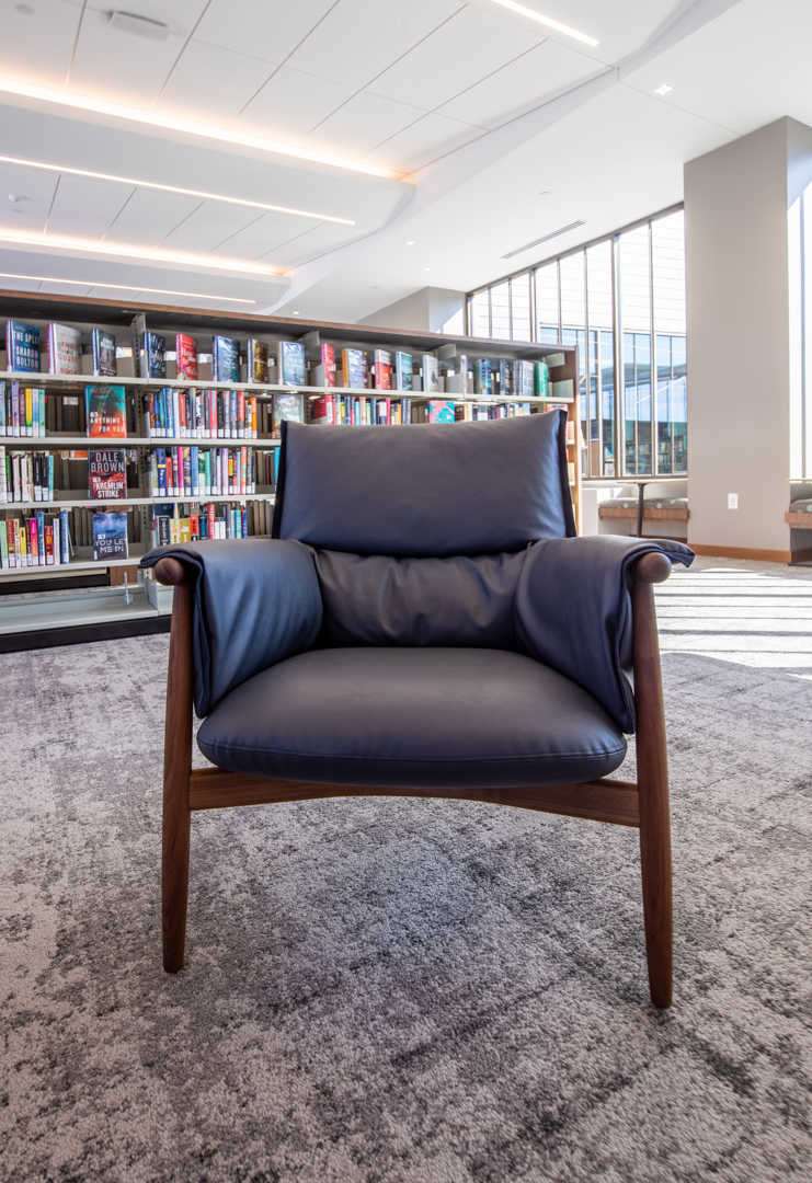Black chair in library