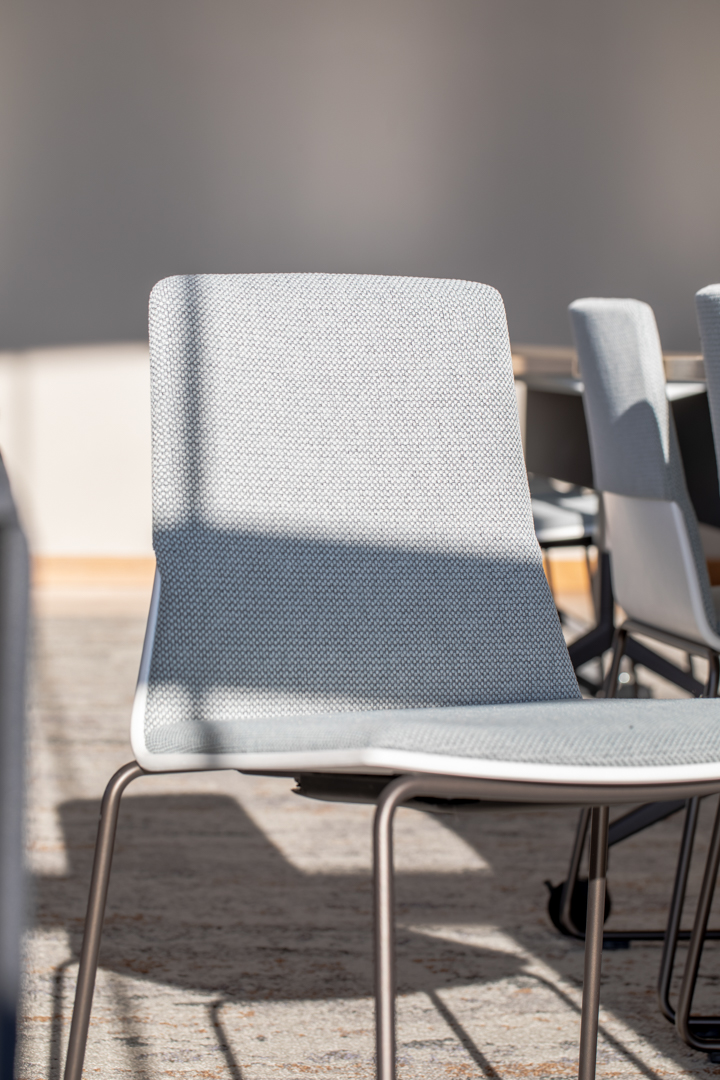 Close up of grey office chair